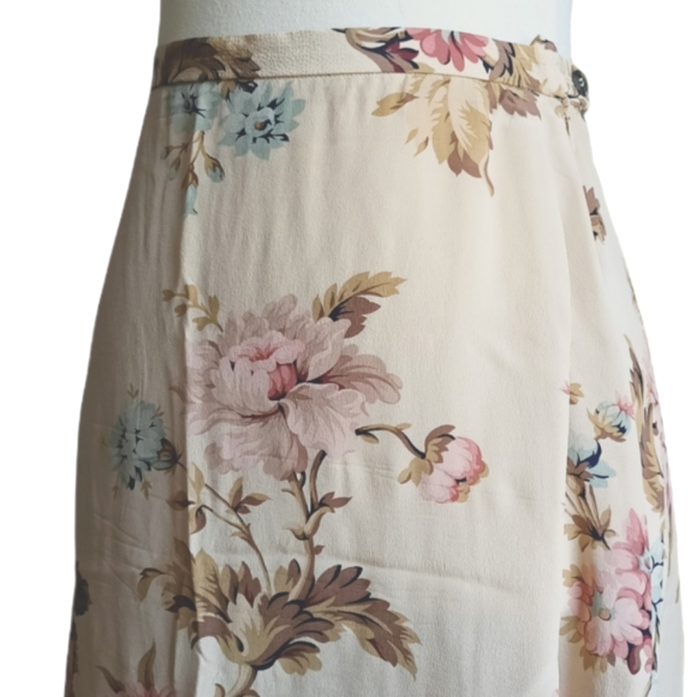 Vintage silk Korean floral skirt size 6